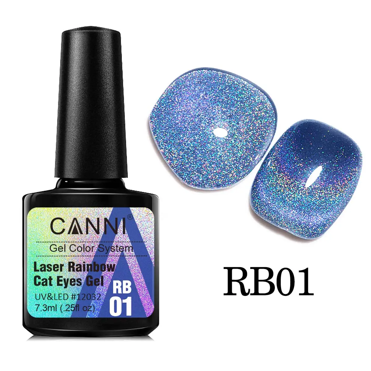 Canni Reflective Gel Bright Effect Party Shining Rainbow Cat Eye Nail Gel Polish 7.3ml Semi Permanent Glitter Laser Nail Lacquer 5
