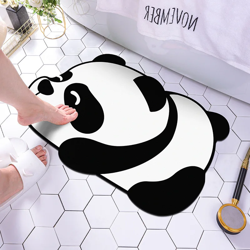 

Bathroom Mats Napa Diatomaceous Panda Carpet Anti-slip Absorbent Dry Feet Toilet Doorway Rug Entrance Door Floor Bedroom Kitchen