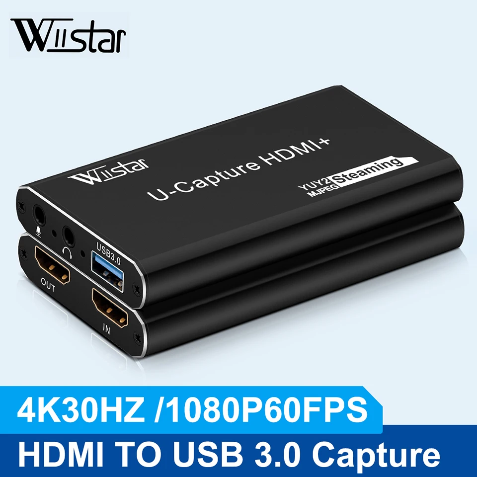 4K USB 3.0 Video Capture Card HDMI-compatible 1080P 60fps HD Video Recorder Grabber For OBS Capturing Game Card Live usb 3 0 video capture card 1080p 60fps 4k hdmi compatible video grabber box for macbook ps4 game camera recorder live streaming