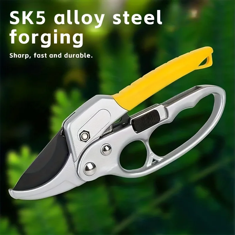 Ergonomic Pruning Shears Titanium-Plated SK5 Alloy Steel