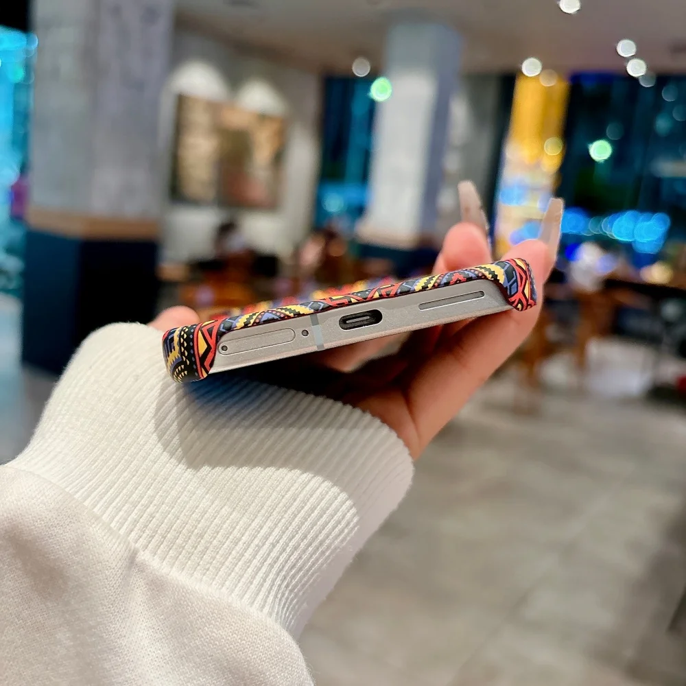 Luxury Frameless Carbon Fiber Magnetic Phone Case with Kevlar Texture