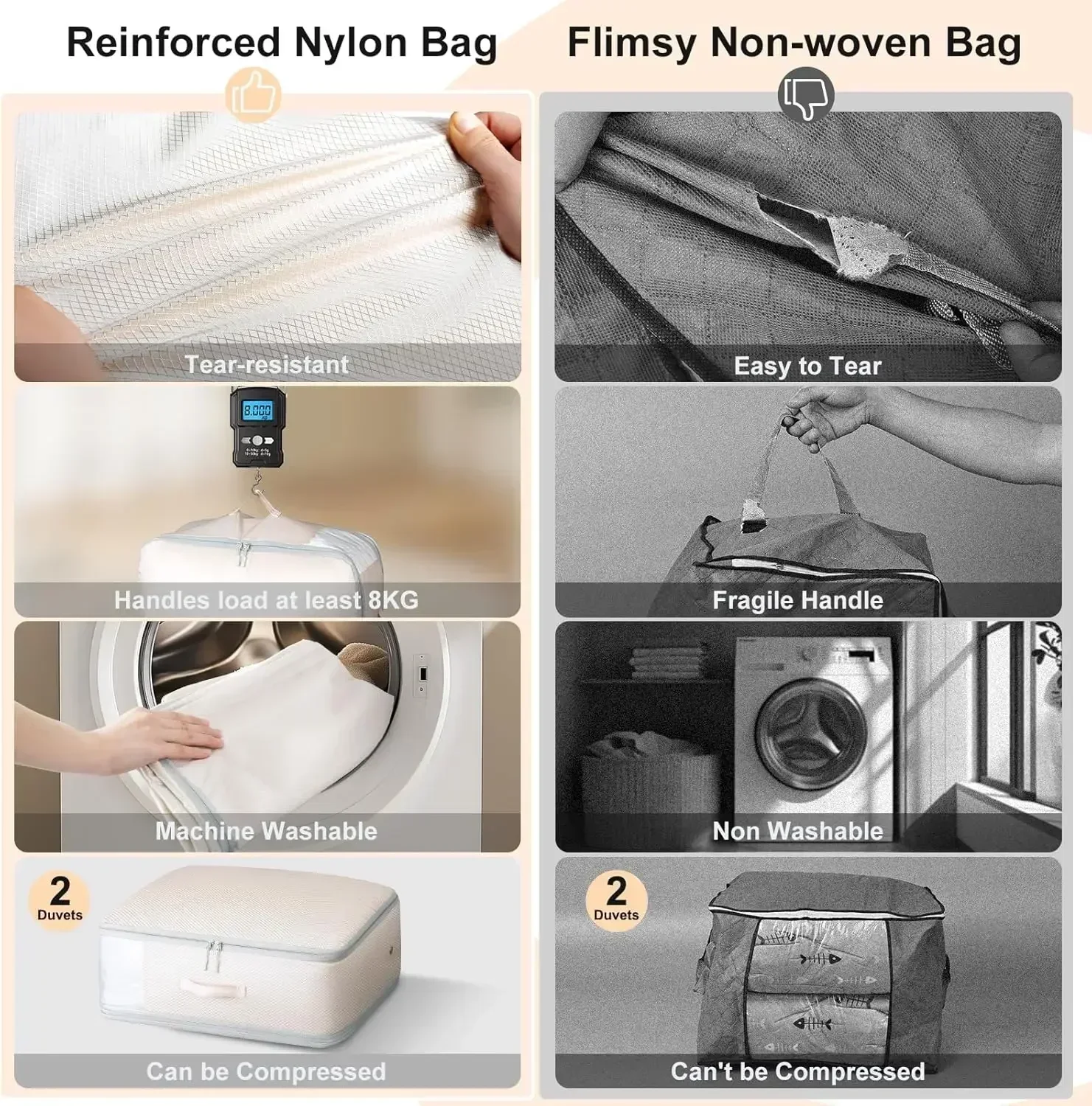 Comforter Storage Bag - Large Capacity Blanket Storage Bags 3-Layer Ultra Space Saving Self Compression Organizer 4
