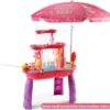 Water Table with Umbrella,3-Tier Kids Sand Water Table,Activity Sensory Play Table for Boys Girls,Rose red,Blue 5