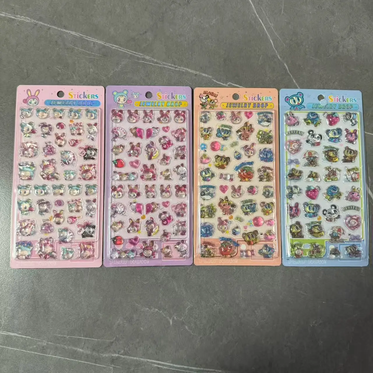 4 시트 엔젤 블루 3d 3d 릴리프 스티커 어린이 계정용 diy 장식 스티커 전화 케이스 스티커