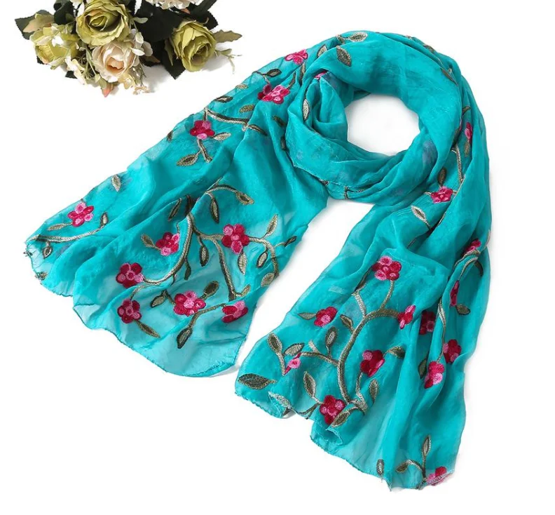 Silk Scarf Muslim Hijab For Women Spring Summer Shawls Wraps Pashmina Beach Stoles Foulard