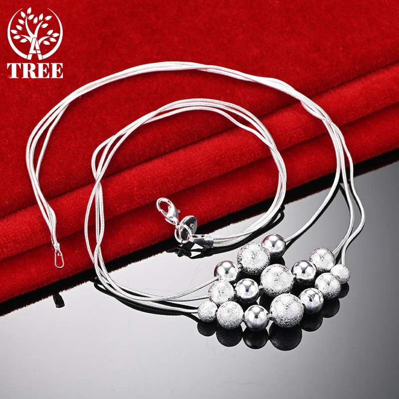 

ALITREE 925 Sterling Silver Smooth Matte Beads Chain Birthday Gift Necklaces For Women Party Wedding Christmas Fashion Jewelry