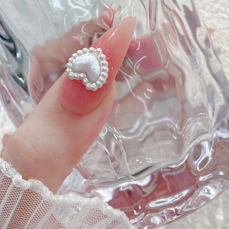 100 stücke Neue Liebe Nail art Charms Gemischte Weiße Perle Herzförmige Halbe Runde Perlen Design Für Nägel Dekoration DIY maniküre Werkzeuge – Detail 4