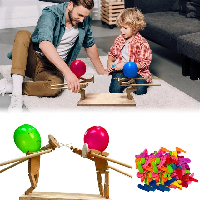 Fun Balloon Bamboo Man Battle Handmade Wooden Fencing Puppets Wooden Bots  Battle Game Whack A Balloon For Party Home Decoration - AliExpress