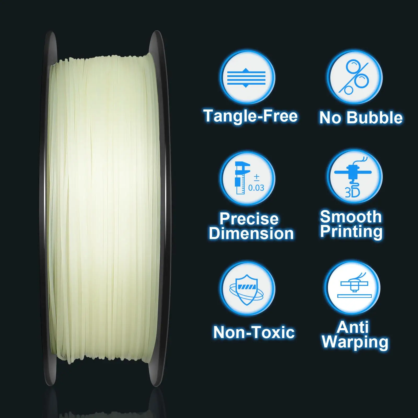 Geeetech Brilho Pla 1.75 mm 1kg Brilho no Escuro para Impressão 3d Luz Noturna Luminosa Cores 3d Material da Impressora Armazém Ultramarino - Imagem 3