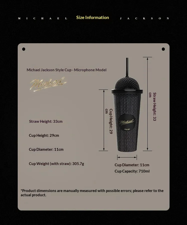 Michael Jackson Water Cup Microphone-Shaped Cold Water Cup Creative Collectible Gift