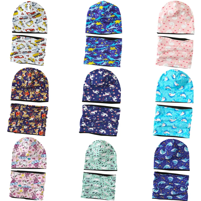 Autumn Winter Children Hat Scarf Set Cotton Plush Baby Hats Boys Girls Caps Kids Skullies Beanies Baby Boys Cap
