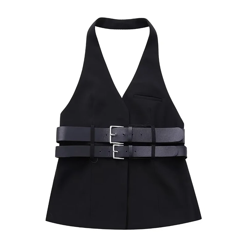 

Women Sexy Backless With Belt Halter Top