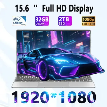 Computer portatile da 15,6 pollici Intel Celeron N5095 Notebook PC Gamer 32 GB di RAM 1 TB SSD Ufficio Studio PC Windows 11 Pro 1920 * 1080 P Laptop 1