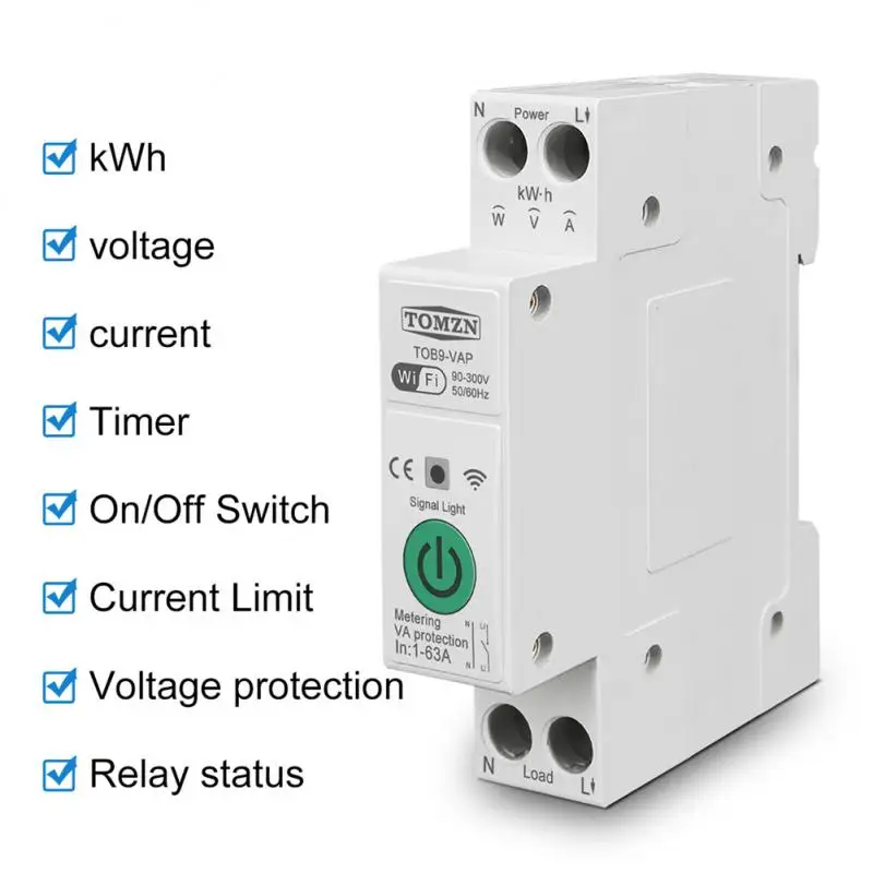 TOMZN Disjoncteur WiFi protection contre la surtension et sous tension et  compteur kWh à prix pas cher