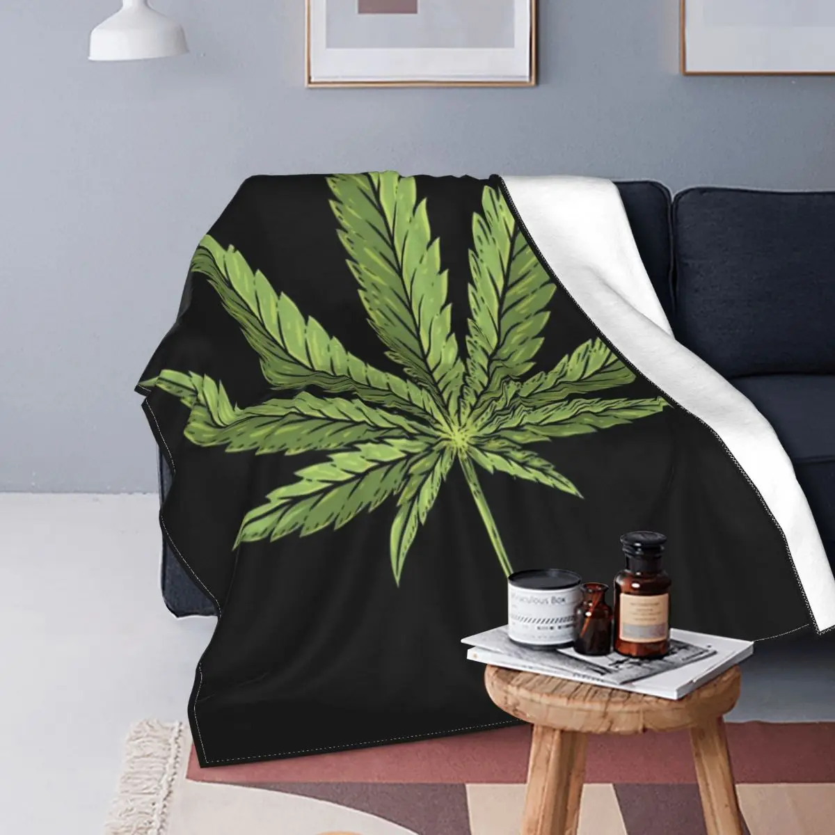 

Hemp Leaf Blankets Fleece Autumn/Winter Organic Plant Breathable Warm Throw Blanket for Sofa Couch Bedspreads