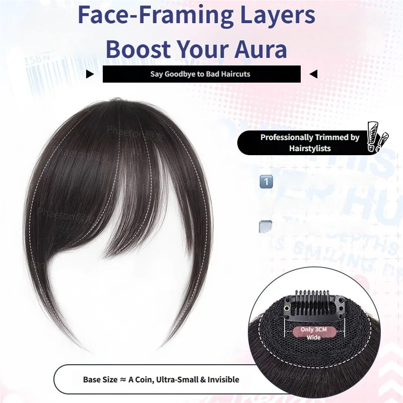 Extension Frangia a Clip in Stile Anime Giapponese con Capelli Umani Veri al 100% e Frangia Laterale - immagine 4