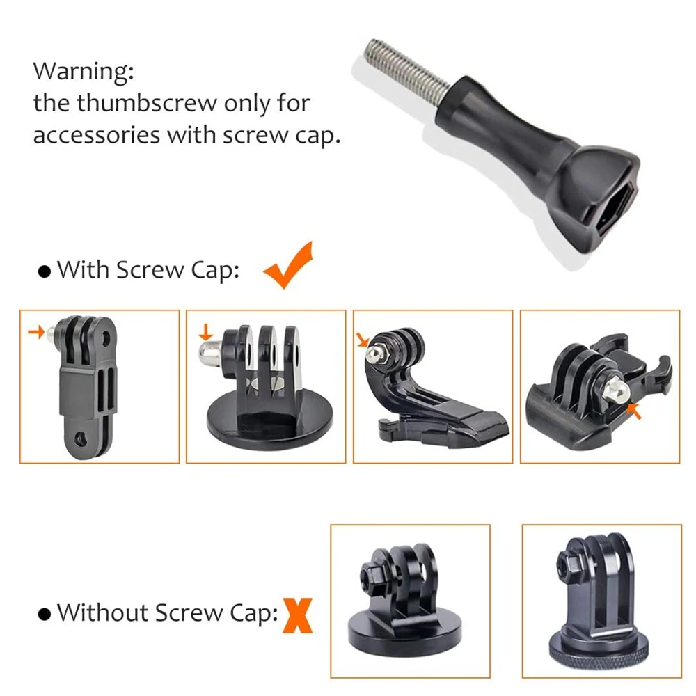 Deux vis à oreilles longues pour GoPro avec capuchon de protection, posées sur fond blanc.