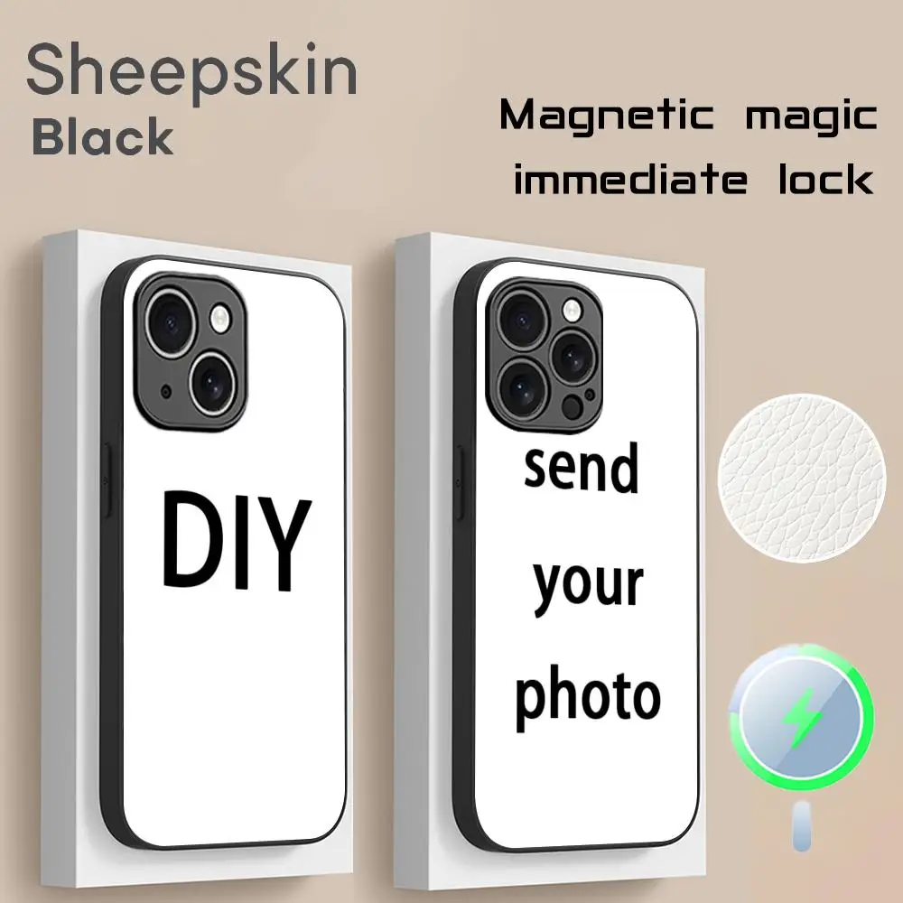 Customized DIY Pattern High-End Luxury Sheepskin Phone Case with MagSafe Compatibility