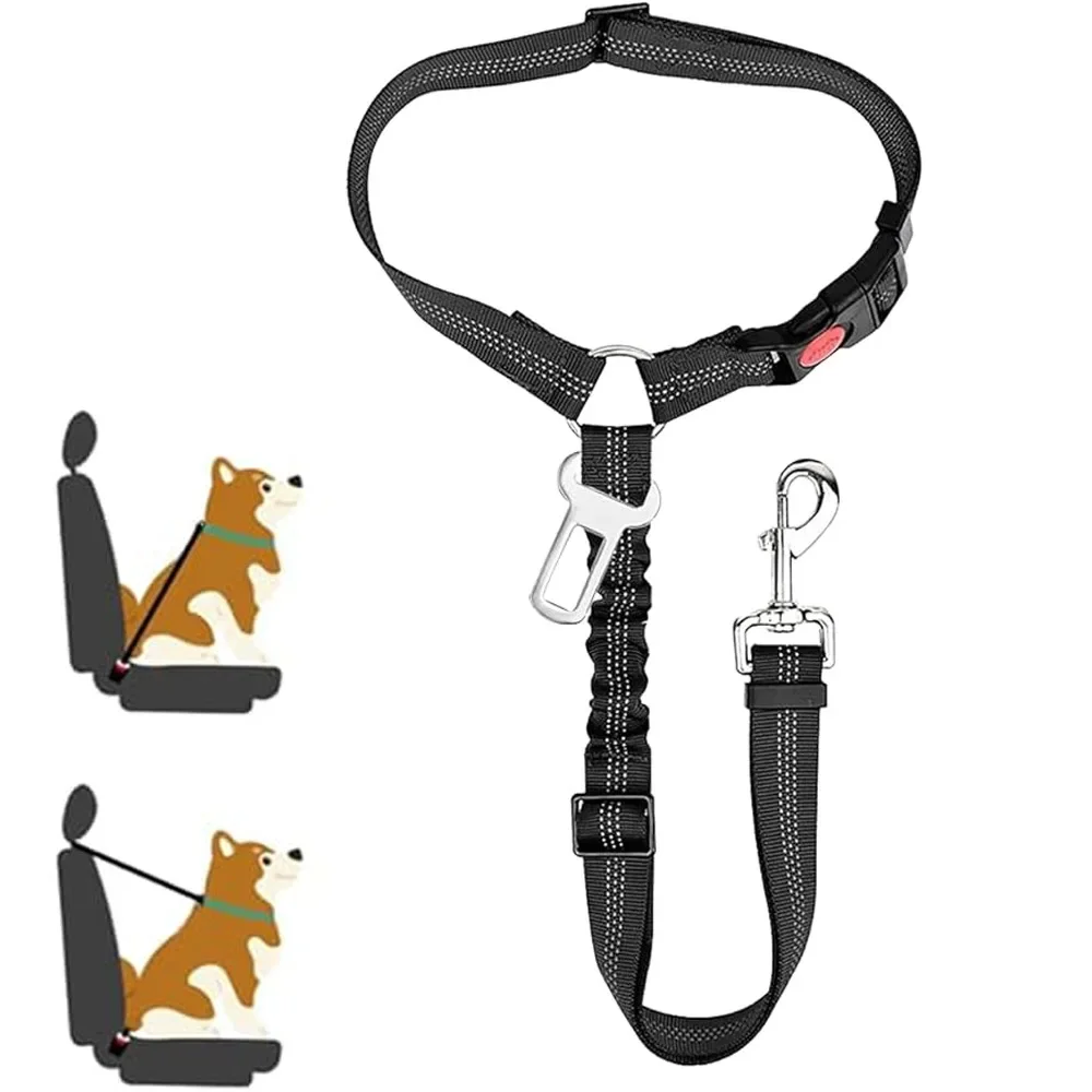 Car Harness Double Dog Seat Belt Double Dog Leash Dual Dog Seat