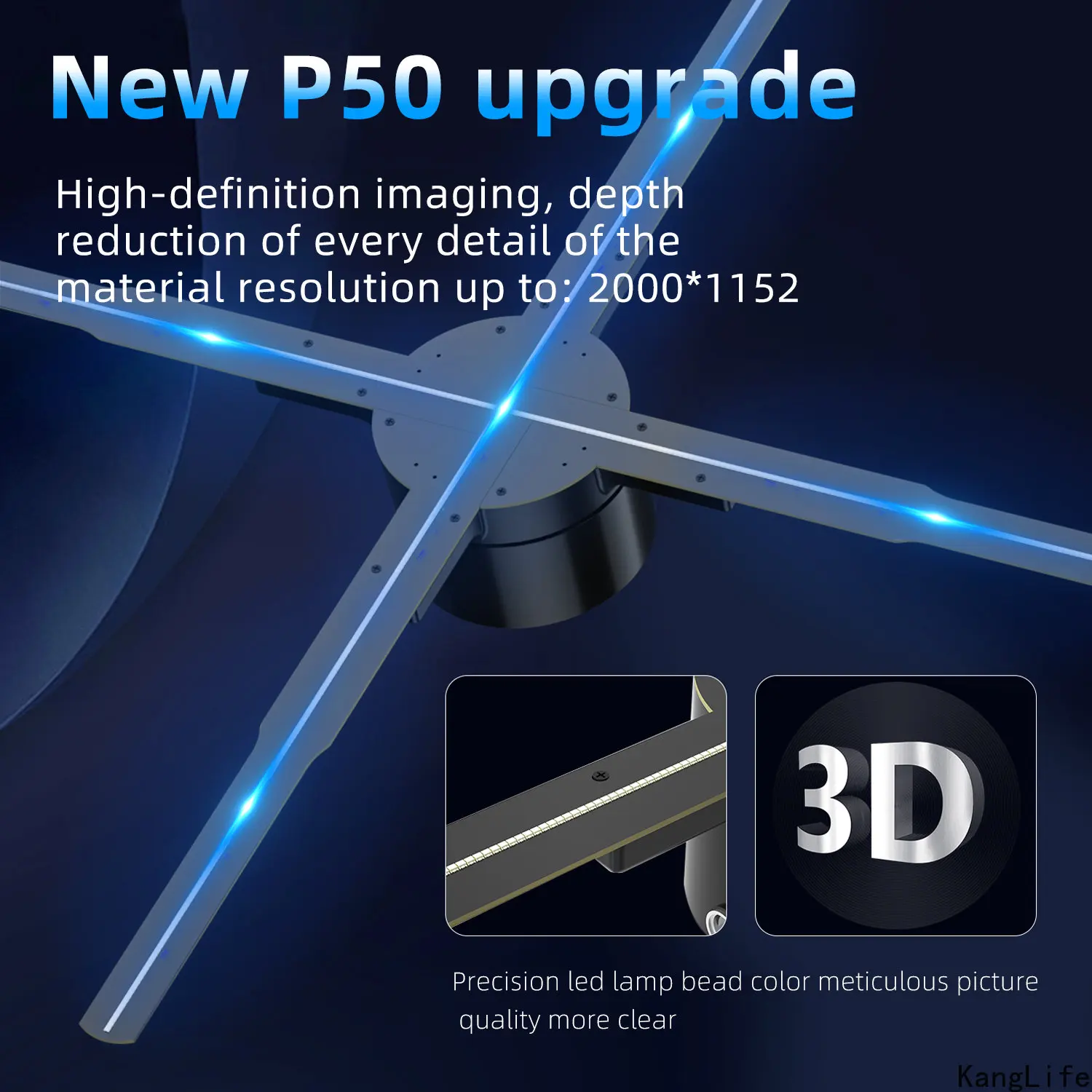 Nuovo modello P42-P50 proiettore olografico 3D supporto ventola Wifi  Bluetooth Audio 3D pubblicità Display luci proiettore ologramma