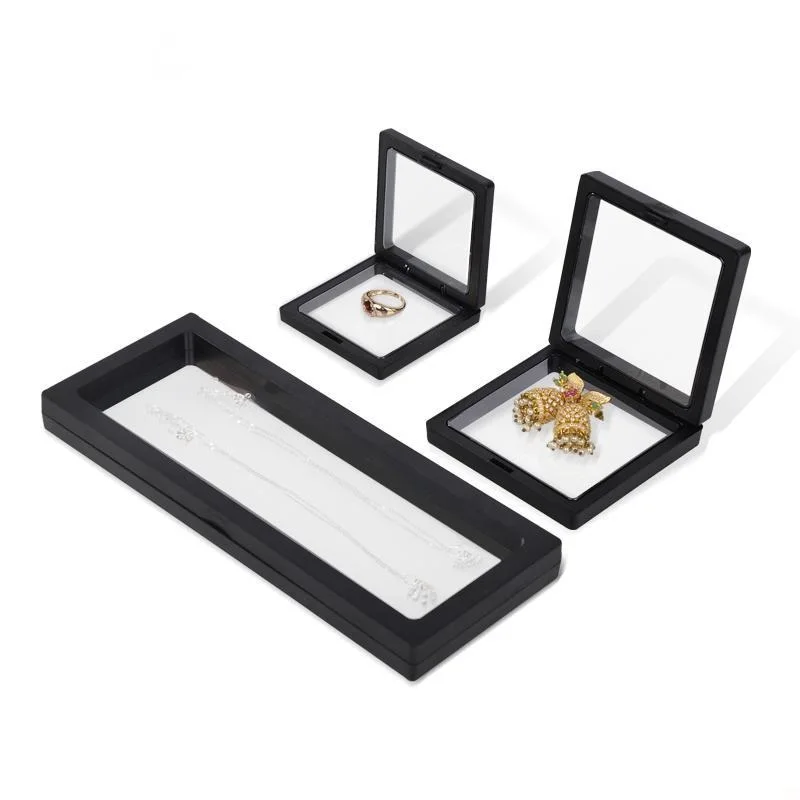 Jewelry Storage Box PE Film Transparent Visible Ring Earring Bracelet Necklace Display Dustproof