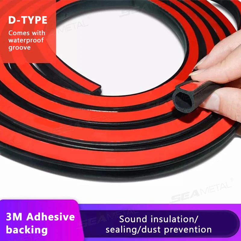 SEAMETAL Car Rubber Door Sealing Big D Type Car Door Hood Trunk Seal Strip Universal Noise Insulation for Seals Accessories