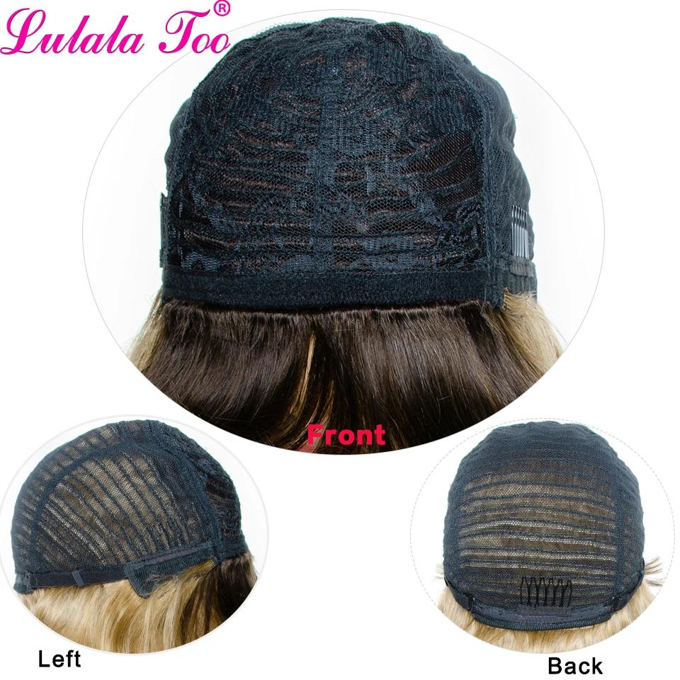 Ombre Straight Human Hair Wigs Brazilian Remy Hair Short Bob Wig With Bangs 4/27 Honey Blonde Full Machine Wigs Yepei