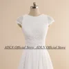 Exquisite Bohemian Wedding Dress Cap Sleeves Customized Boho Lace Bride  Chiffon A Line Beach Bridal Gown Customized Size 3
