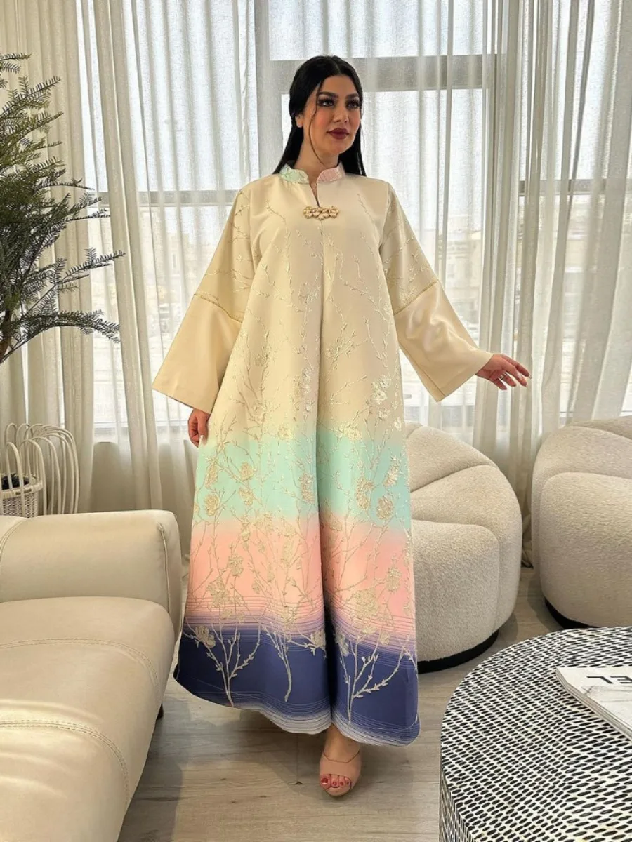 

Женское длинное мусульманское платье Eid Abaya с вышивкой, марокканский кафтан, платья Largos Dubai Robe Jalabiya 2024