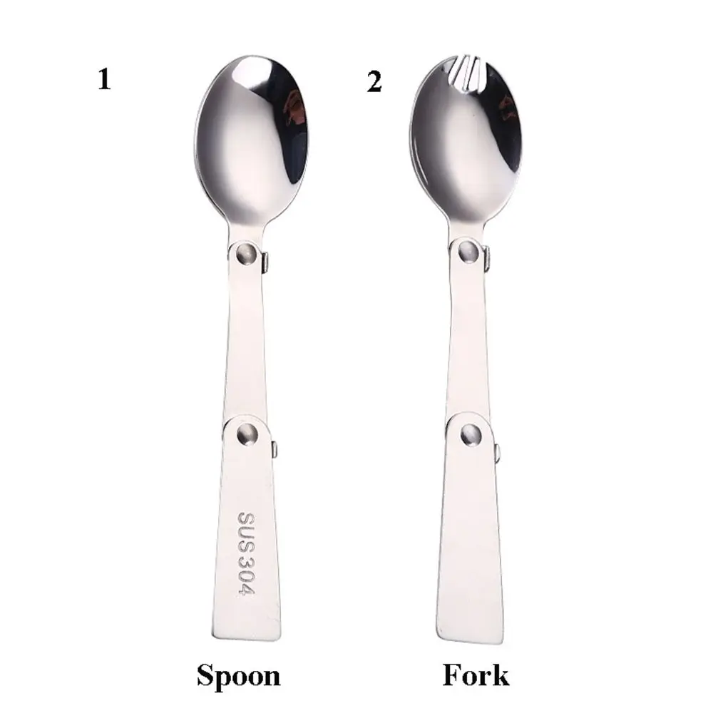 Light Small Utensil Stainless Outdoor Pocket Spoon Fork Travel Camping Tool Foldable Forks Folding Cookware