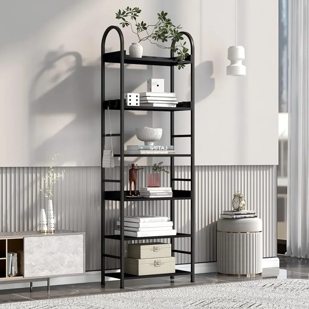 

Home Decor Items Open Vintage Industrial Storage and Display Shelves With Hooks Tall Bookshelf Bookcase Side and Back Panel Room