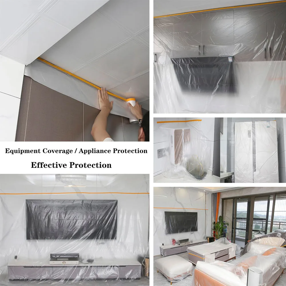 Pre-Taped Masking Film Roll for Protective Painting and Surface Coverings