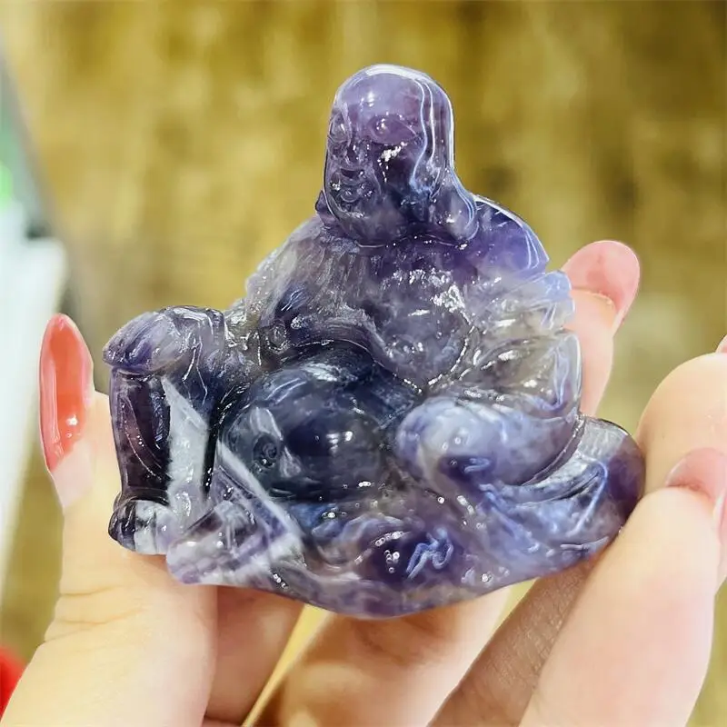 5CM Natural Amethyst Buddha Carving Polished Reiki Healing High Quality Room Decor Energy Gifts 1PCS 3