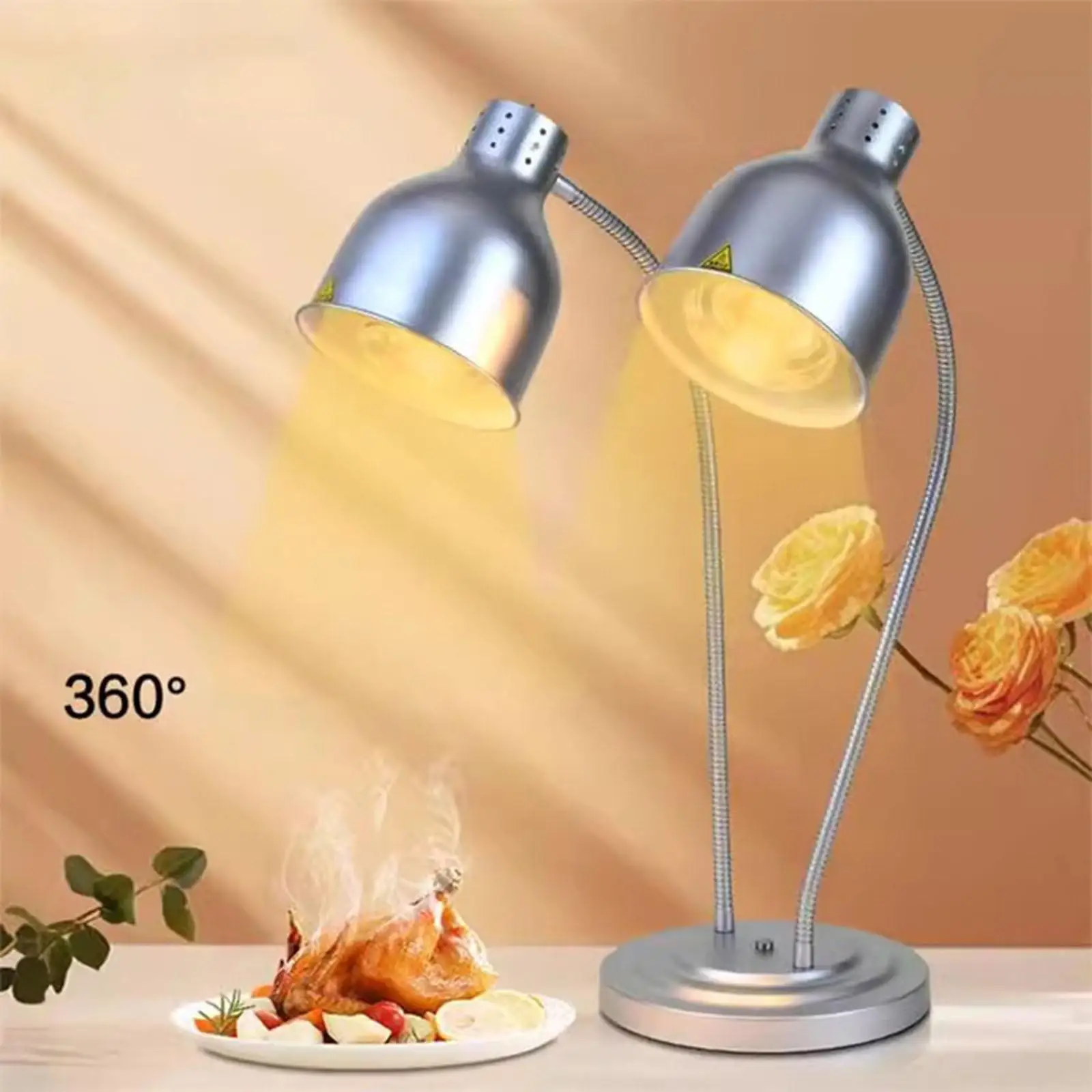 Food Heat Lamp Catering Heating Lamp Freestanding without Bulbs Food Warmer Lamp for Catering Fried Food Chicken Buffet Kitchen 3