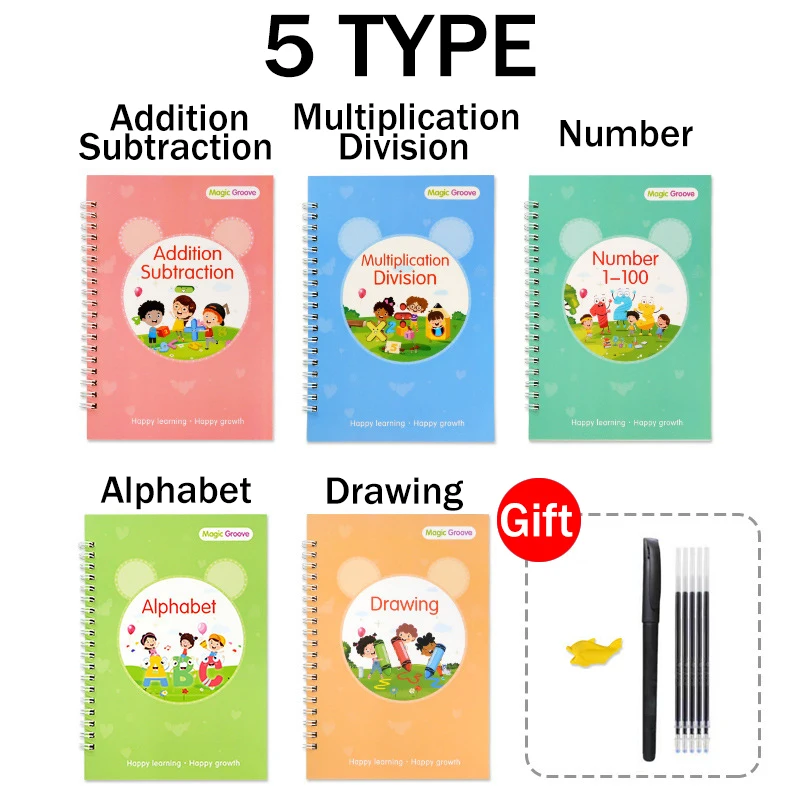 5 PCS Magic Copybook Children Reusable Practice Handwriting Workbook Magic  Ink for Tracing Letter Book Grooved Writing Book - AliExpress
