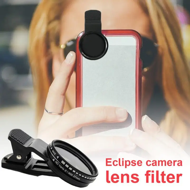 Solar Eclipses Camera Lens Filter Portable Ultra Thin 37mm Solar Eclipses Cell Phone Camera Lens Attachments with Aluminum Frame