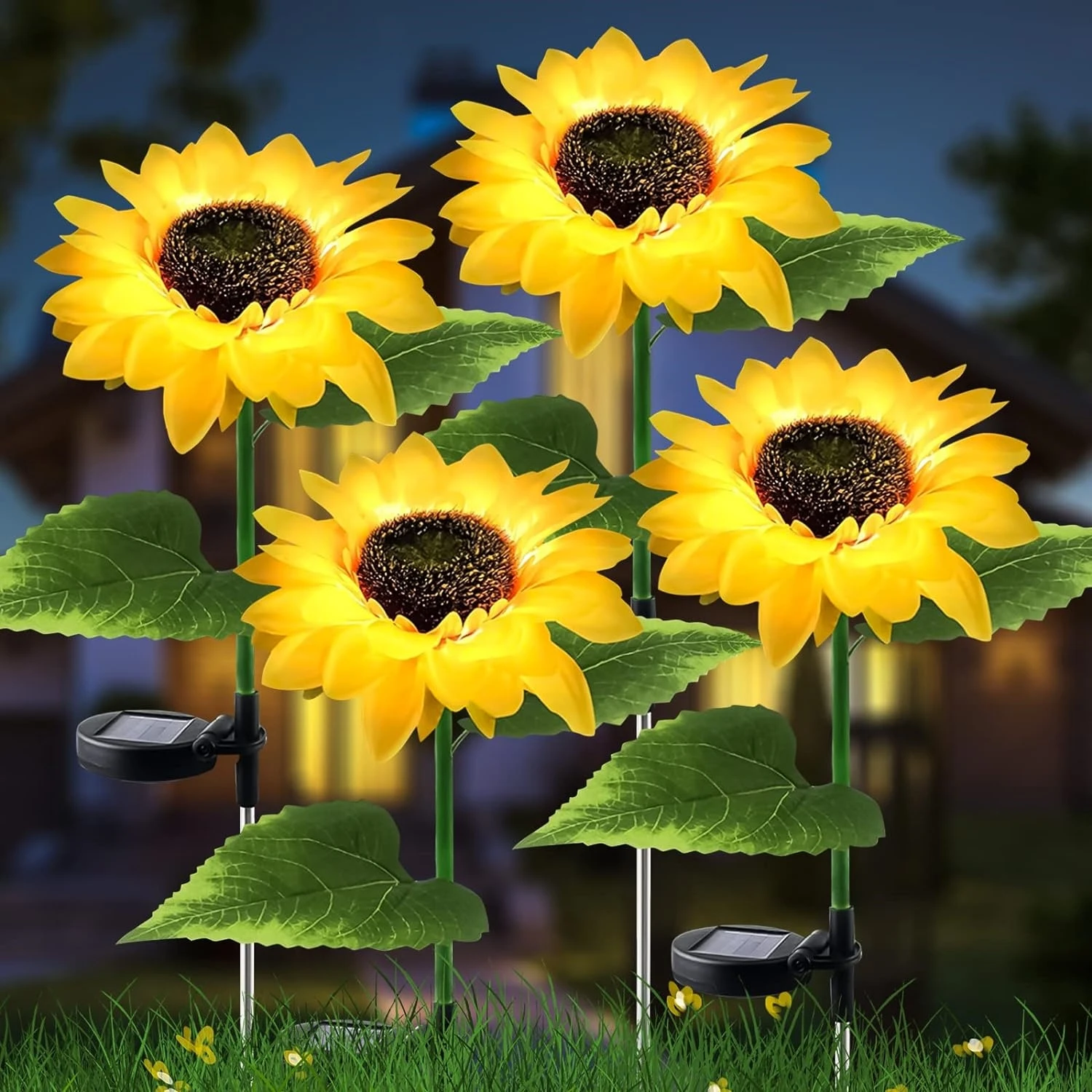 4Pack/6Pack Solar Garden Lights - Solar Powered Sunflower Lights, Solar Lights for Yard Patio Walkway Backyard Lawn Landscape De lzrs adirondack square side table pool composite patio table hdpe end tables backyard pool indoor companion white