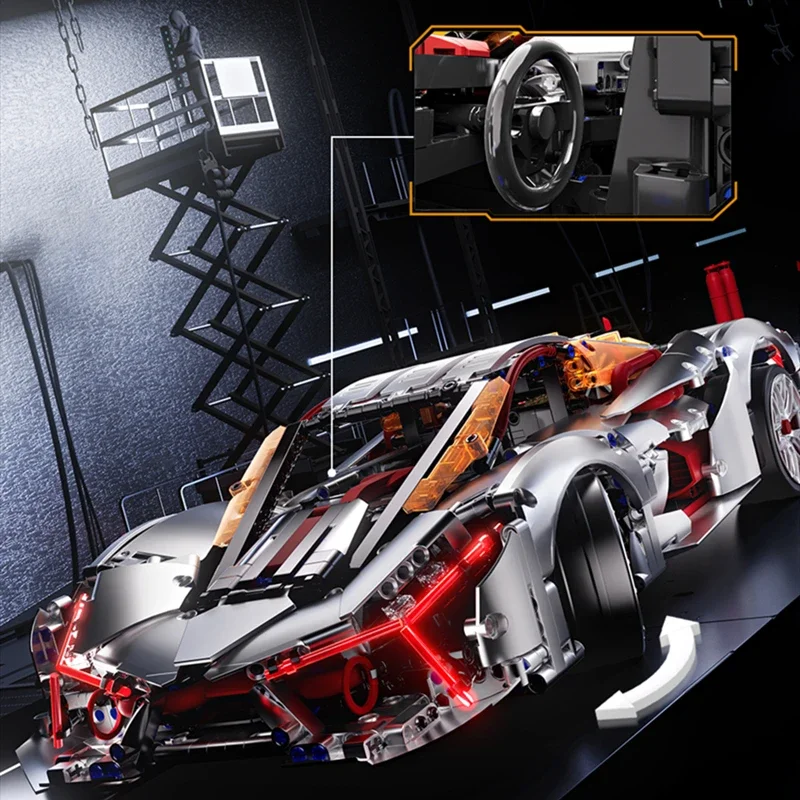 

IN STOCK MOC App 2.4G RC Sport Racing Car 1:10 Model QM00038 With Motor 2130Pcs Building Blocks Bricks Kid Toys Christmas Gifts