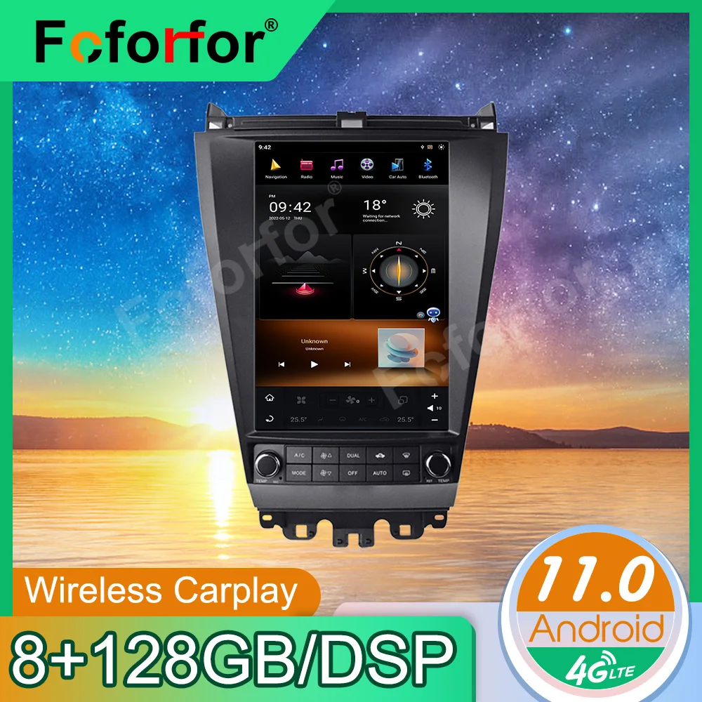 

DSP Tesla Style вертикальный экран Android11.0 для Honda Accord 2003-2007 мультимедийный плеер GPS-навигация автомобильное радио головное устройство