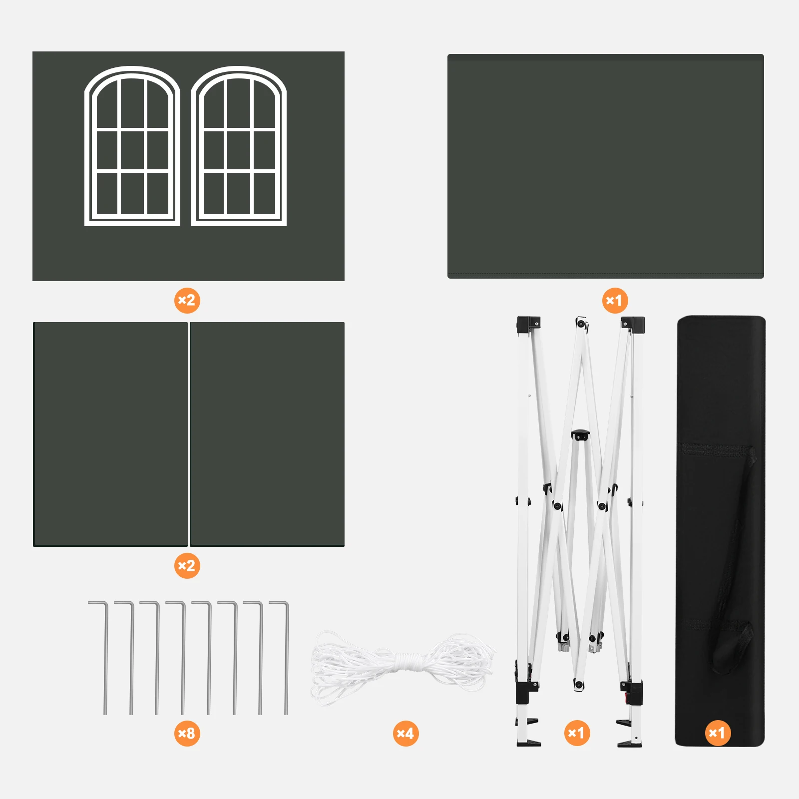 WOLTU Klappbarer Gartenpavillon, 2 x 2 m, Pop-up-Pavillon, UV-Schutz mit Seitenwänden, höhenverstellbar, wasserdichte Pergola für den Außenbereich – Detail 19