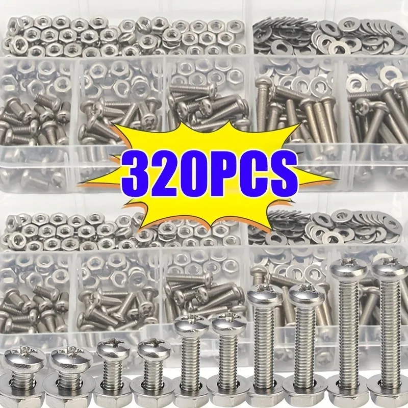 Enhanced Hex Nut and Bolt Set – 320-Piece Durable Metric Hardware Collection for DIY Projects and Repairs