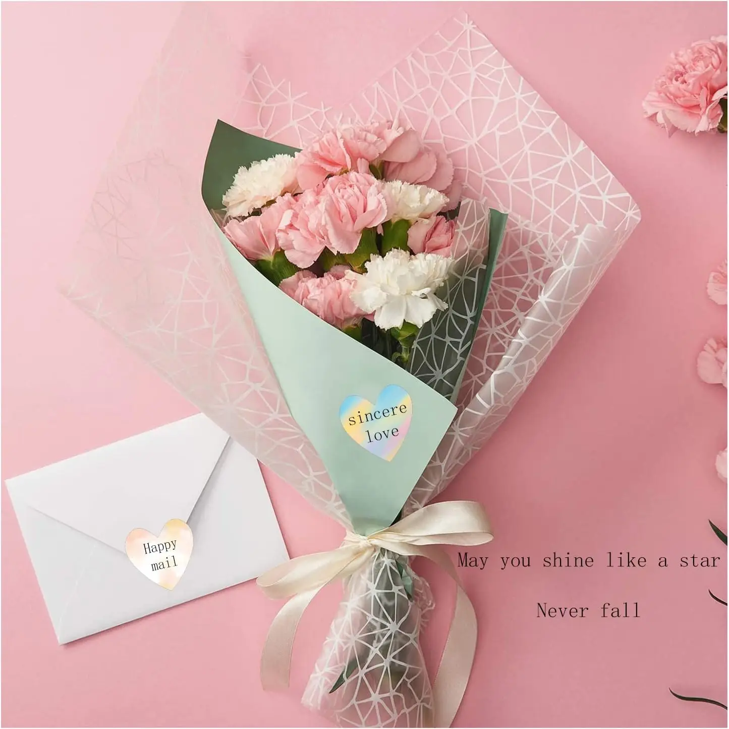 Heart Shaped Thermal Printer Labels 2" Self Adhesive Gradient Color Thermal Stickers 500 Pcs