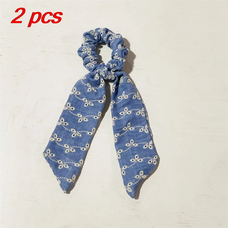 Elegant Ribbon Hair Scrunchies - Pack of 2, High Elasticity & Versatile Design