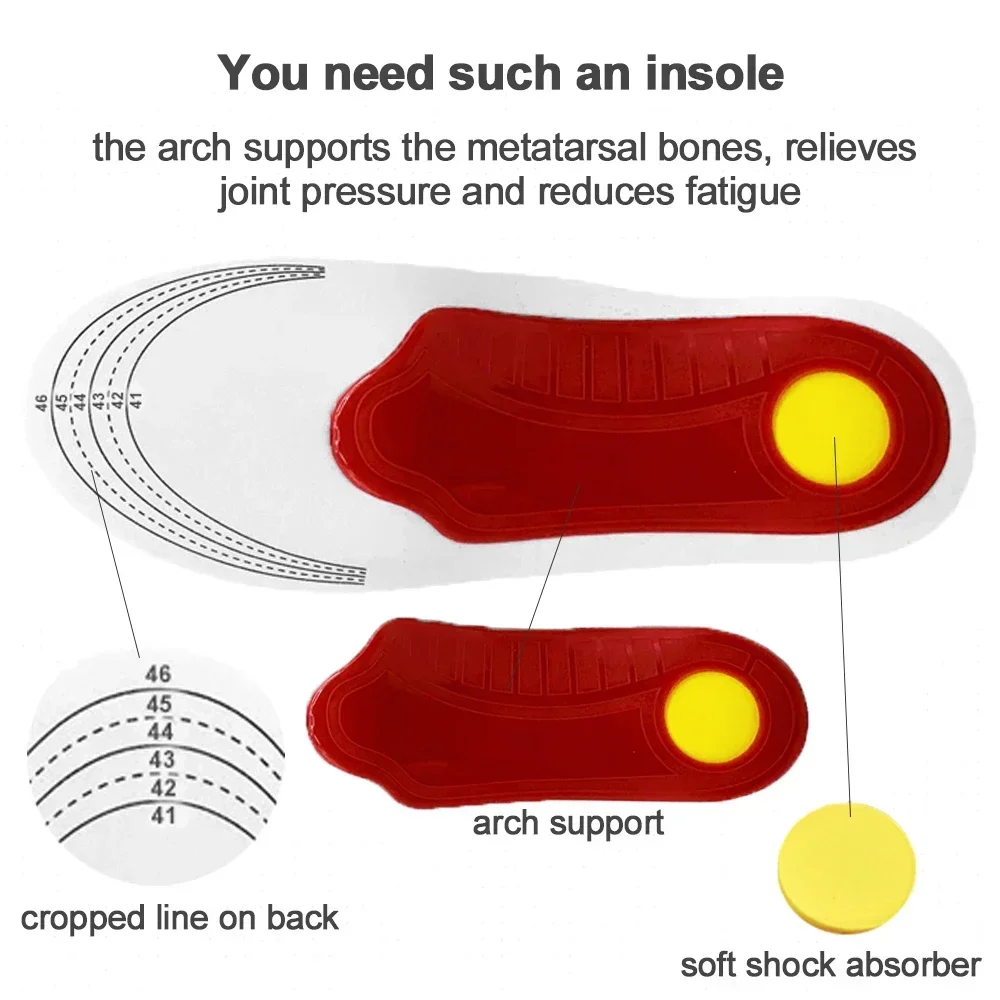 Professional Orthotic Insoles Adult Flat Foot Arch Support Orthopedic Insoles Shoe Cushion Insert Feet Health Care Tool Unisex