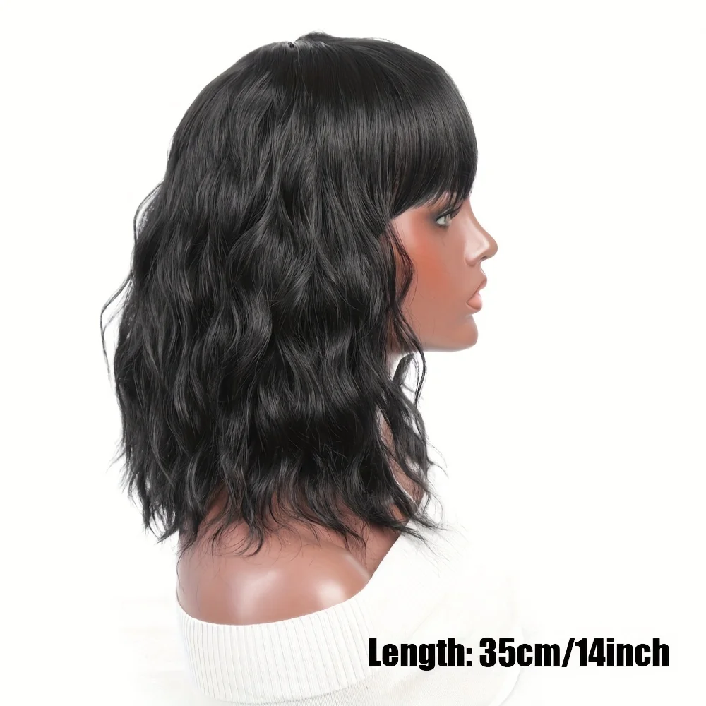 Bob Wigs For Women Curly Wavy Wigs With Bangs Short Heat Resistant Synthetic Wigs For Party Costume Daily Wear Colorful Wigs
