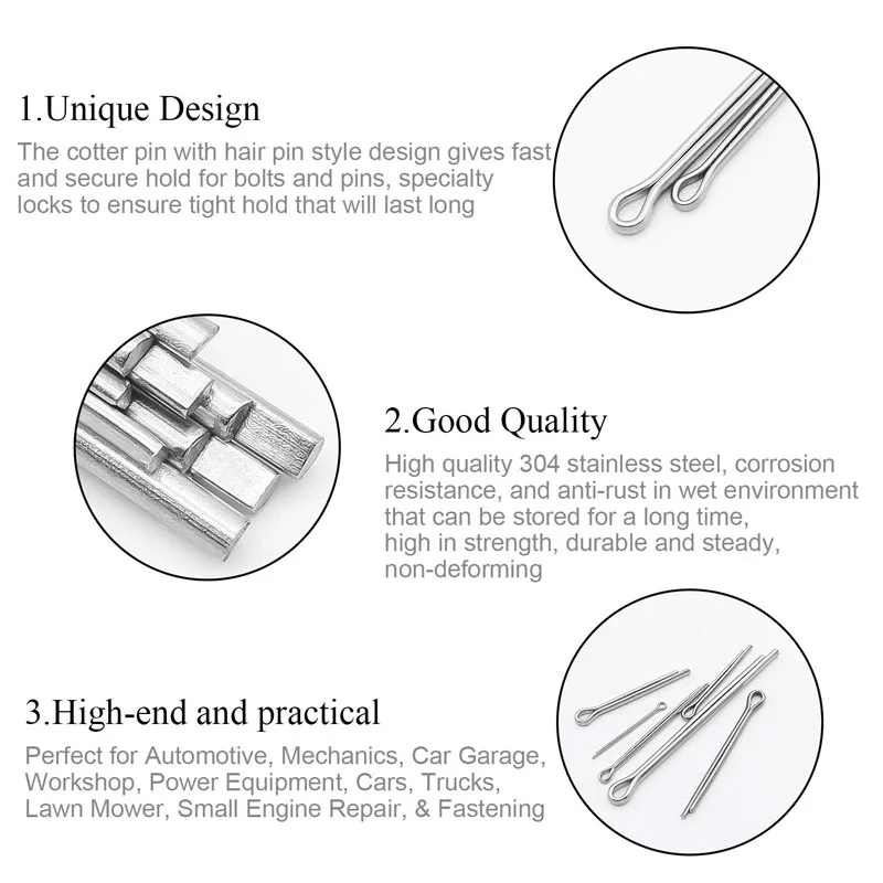 스테인레스 스틸 스플릿 핀 모음 키트, 트랙터 오픈 탄성 클립, 자동차 U자형 코터 핀 GB91, M1.6M2.5M3.2M4, 340 개