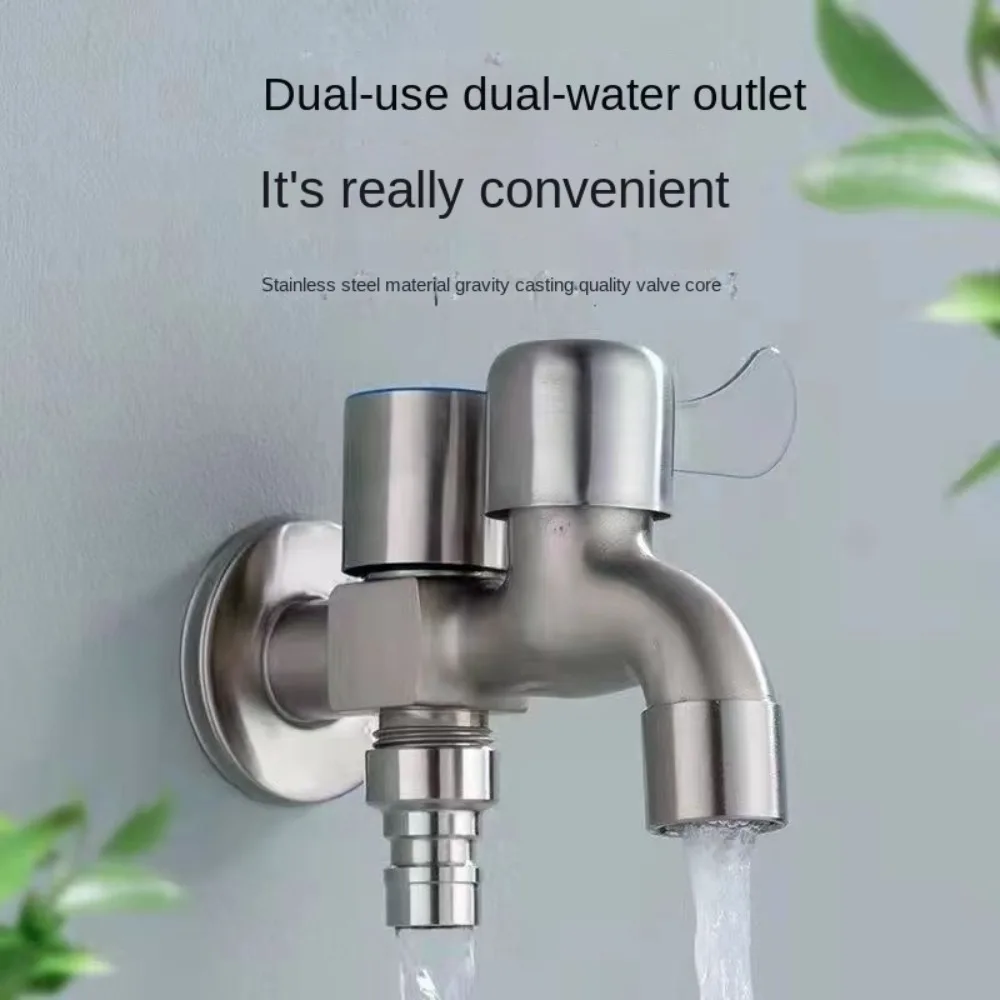 Garden Bibcocks Washing Machine Faucet Water Tap Faucet One-in-two-out Mop Pool Faucet Dual-water Tap Expansion Faucet for Washing Machine Outdoor Garden