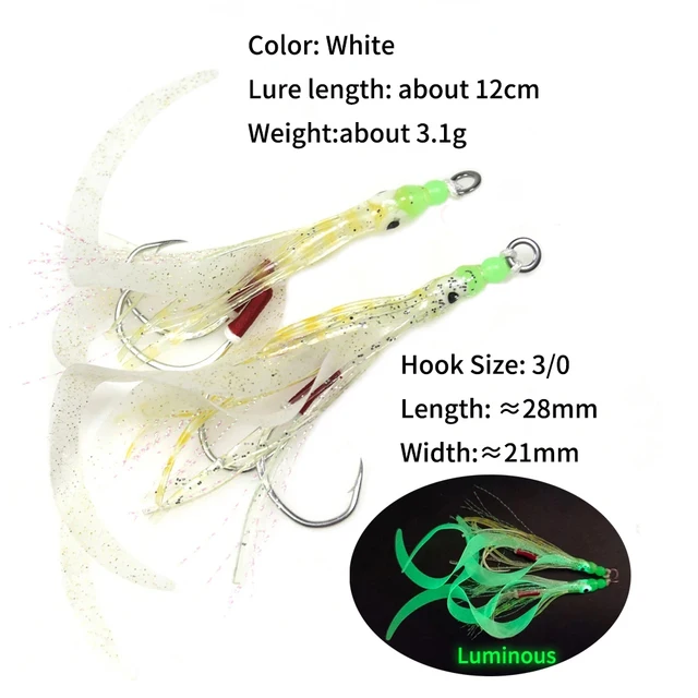 Ellllv 6pcs Luminous Squid Octopus Skirts Quadruple Barbless Hook Soft Lure  Metal Jigs Spare Hook Saltwater Night Fishing Tackle - AliExpress