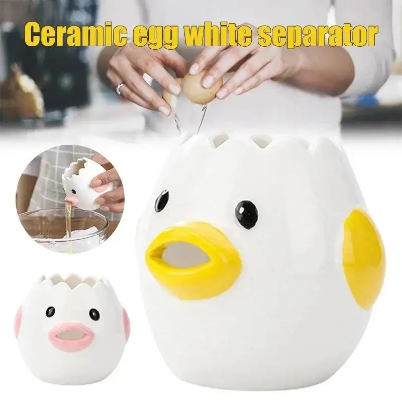 Funny Small Chick Separator Suitable Eggs Yolk White Separator Ceramics Creative Cartoon Eggs Kitchen Tools Home Cook Accessory