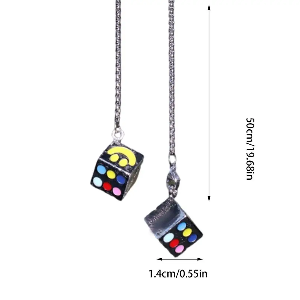 Car Mirror Decor Dice Pendant Hangable Alloy Dice Shape Keychain Pendants Retro Cute Suspending Ornaments Decorative Car